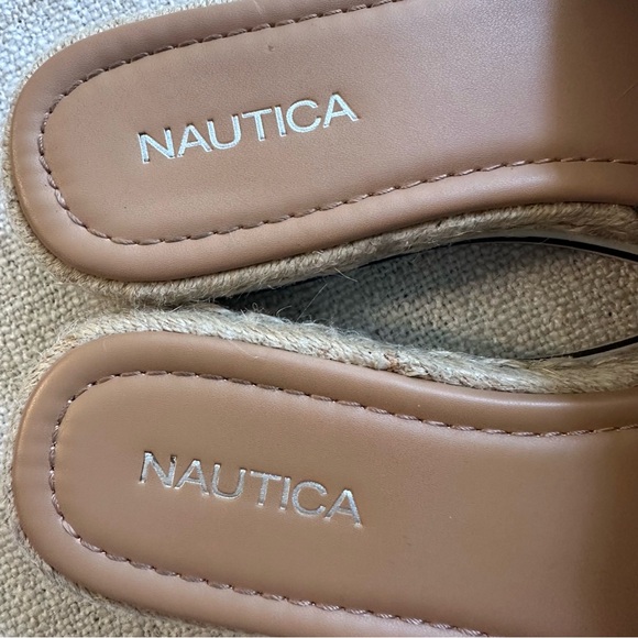 NAUTICA Tidegate Black White Stripe Espadrille Slides Slip On Sandals Womens 8.5 - Picture 9 of 15